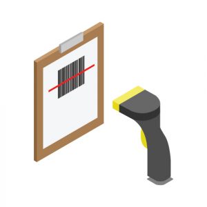 Isometric illustration of FreightSnap's handheld barcode scanner triggering option.