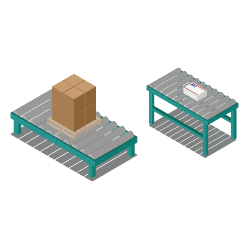 Isometric illustration of inline parcel and pallet systems.