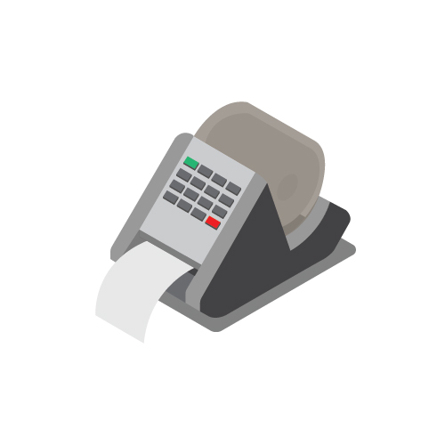 Isometric illustration of a label printer. package dimensioner